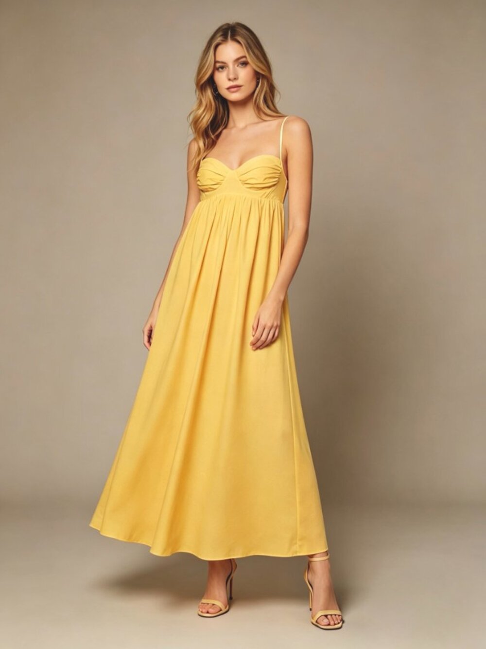 NWOT Farm Rio Linen Blend Yellow Sleeveless Maxi Dress Size XS